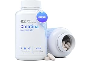 NUTRIBRAIN Creatina Monoidrata 3000 mg – 400 compresse | Migliora la forza, la massa muscolare, l'endurance, il recupero, l'energia e l'agilità mentale | Vegana, Senza Glutine, Senza OGM | Per Uomo e Donna
