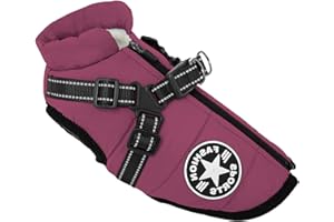 ONCPCARE Chaleco de invierno para perros con arnés - Chaleco deportivo/exterior cálido para gatos, cachorros y perros pequeños