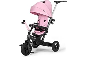Kinderkraft Triciclo Evolutivo TWIPPER, Asiento Giratorio 360 Grados, 9 Meses a 5 Años, Rosa