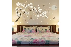 zzlfn3lv 187 * 128 cm Tamaño Grande Árbol Pegatinas de Pared Flor de Aves Decoración para el Hogar Fondos para la Sala de Estar Dormitorio DIY Decoración de Habitaciones de Vinilo
