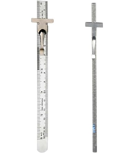 HARFINGTON Metal Straight Ruler Set – 5-Piece, 6" To 20", Stainless Steel With Inch/cm Dual Scale, Hanging Hole