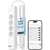 MEROSS Akıllı &Ccedil;oklu Priz 4 G&uuml;&ccedil; 2 USB 2 Type-C Apple HomeKit Destekli Beyaz MSP844SMA