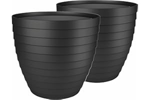 ACTIVOTEX Macetas para Exterior de Plástico 18 cm (2 uds) Maceta plástico Grande para Plantas Macetero Interior Terraza Balcon para Jardinería. Tiestos Jardineras para Flores y Arboles