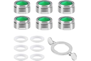 Vinabo 6 PCS Aireador De Grifo M24 De Acero Inoxidable con Filtro ABS, 8 Arandelas y 1 Llave, Filtro Grifo De Ahorro De Agua para Cocina y BañO - Plata
