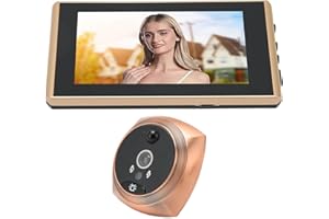 KAKAKE Spioncino Digitale, Angolo di Visione a 135 Gradi Visione Notturna a Colori Funzione di Rilevamento dell'Ambiente Schermo 1080P Spioncino per la Casa(Oro)