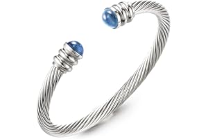 COOLSTEELANDBEYOND Elástica Ajustable Clásico, Pulsera de Hombre, Brazalete de Acero Inoxidable, Cable de Acero