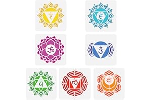 FINGERINSPIRE 7Pcs Human Chakra Symbols Painting Stencil 15cm Reusable Mandala Flower Spraying Stencil Yoga in Chakra Stencil Large Religion Themes Stencil PET Template for DIY Wall Scrapbook