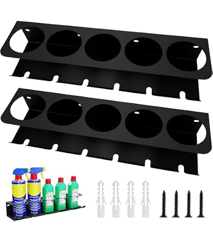 TAOZHUGONG Sprühdosenhalter – Wandregal Mit 5 Löchern & 6 Schlitzen, Aus Lackiertem Stahl, 42 Cm, Für Werkstatt & Garage