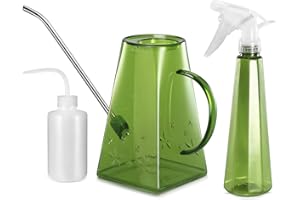 Goowin 1.4 L Watering Can for Indoor/Outdoor Plants, with Bonus 500 mL Spray Bottle & 250 mL Squeeze Bottle (Green)