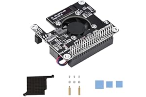 XICOOLEE POE HAT For Raspberry Pi 5/CM5 Power Over Ethernet Adapter with Onboard Cooling Fan And OLED Display Supports 802.3af/at Network Standard Comes With Metal Heatsink Fits Raspberry Pi 5 Case Original