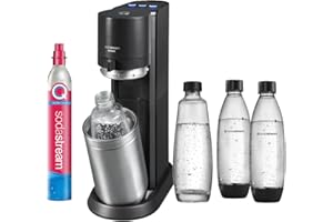 SodaStream elektrischer Wassersprudler E-DUO mit Quick-Connect CO2-Zylinder| inkl. 1x 1L Glasflasche und 2x 1L FUSE Kunststoffflasche (spülmaschinengeeignet) | Farbe: Titan