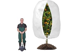 QINFEN YUNDOU Cappuccio Protezione Piante, Telo Protezione Piante, Sacco di Protezione Invernale per Piante, Tessuto Non Tessuto per Piante 70 g/m² con Coulisse e Cerniera, Piante in Vaso, 200 x 240cm