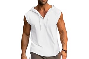 Cooleep Debardeur Homme Coton Musculation Tank Top Sport Tee Shirt sans Manche Débardeur à Capuche Fitness M-3XL