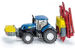 siku 1799, Trattore New Holland con irroratrice Kverneland, 1:87, Metallo e Plastica, Blu, Barre irroratrici richiudibili
