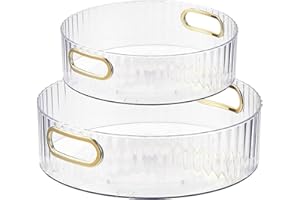 AMZMUKAUP 2 Pezzi Portaspezie Girevole Organizer da Cucina, Lazy Susan Organizer per Piatti Rotanti Vassoio Girevole Portaoggetti da Cucina per Credenza e Frigorifero,Cucina, Bagno,Portaspezie, Bianco