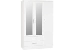 Seconique Nevada 3 Door 2 Drawer Wardrobe in White Gloss