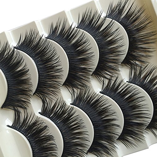 Bluelans® 5 Paar Lange Falsche Künstliche Wimpern Dick Natürlich Schwarz Eyelashes Wimpernverlängerung Make-up - 5