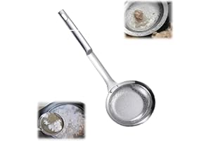 CLRZOL Colino a maglie fini in acciaio inossidabile, colino a maglie fini in acciaio inossidabile, cucchiaio, colino a maglie extra fini con manico per filtro dell'olio, schiuma di grasso e schiuma (Grande)