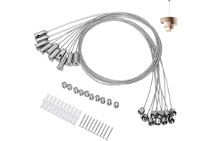 FLLYVLY Kit de Suspension en Câble Acier Inoxydable, 10 Pièces, 1.5 mm x 1 m, Fixation Plafond pour Plafonniers à Panneau LED, Capacité de Charge Élevée, Design Réglable kit suspension luminaire