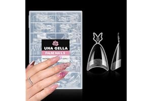 UNA GELLA Tips für Gelnägel Mandel, 216 Stück 12 Größen Halb Abdeckung Soft Gel Nail Tips Press on Nails Pre-buff Matte Acrylic Press On Nails Einfache Nagelverlängerung Kunst Salon