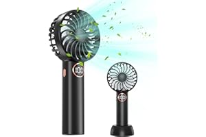 AOSTOK Ventilador de Mano, Ventilador Portatil USB, 5 velocidades Pequeño ventilador con 4000mAh Baterie, Mini Ventilador Silencioso para Compras, Oficina, Clase, Viajes, Exterior