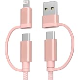 Basesailor for MacBook Pro USB C Cable Multiple 1M 4 in 1 Type C Cable | Fast Charging with USB A/Lightning Fast Charging Ada
