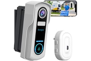 Sonnette sans Fil avec Camera avec Support Multi-Angle, Bextgoo 2K 4MP Sonnette sans Fil Exterieur Etanche, Battery 10000mAh, Détection Humaine, Sirène, Audio Bidirectionnel, Support Cloud & SD, IP67