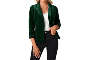 MINTLIMIT Femme Casual Blazer Velours Manche 3/4 Bureau Affaires Jackets Élégant Cardigan Blouson Jacket Veste De Costume