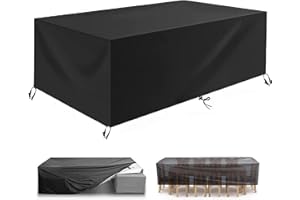 18MENG ART Abdeckung Gartenmöbel Winterfest 300x160x100cm Rechteckig Abdeckung für Gartenmöbel Winddicht Wasserdicht Anti-UV Schwarz 420D Oxford Gewebe Schutzhülle Gartenmöbel für Gartentisch Sitzgruppe