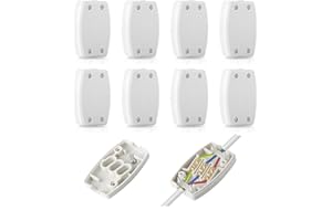 GLIROWY 8 Pcs 3 Terminal Electrical Junction Box 13A 250V Flex Connector For Indoor Lighting Power supply (White）
