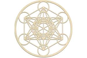 FOURTH LEVEL MANUFACTURING Fourth Level Mfg. Designs Metatron's Cube, Wooden Wall Art Hanging Home Decor, Sacred Geometry Art, Wood Sculpture, Wall Decorations 12 inch Natural Wood