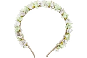 TRACHTENLAND Blumen Haarreif Elfe - Farbauswahl - Kopfschmuck Haarschmuck Hochzeit Oktoberfest Dirndl Blumenmädchen Kirchweih (Weiß/Grün, Einheitsgröße)