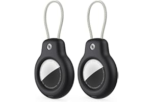 SPGUARD Compatible avec Le Support Apple AirTag Secure avec câble, Air Tag Lock Case Porte-clés Porte-clés Porte-Bagages pour clés, Bagages & Plus (Noir&Noir)