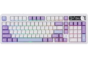 MechLands AK980 Tastiera meccanica al 98%, tastiera da gioco wireless BT5.0/USB-C/2,4 GHz, tastiera personalizzata con schermo TFT da 1,14 pollici, manopola, RGB per Win/Mac, QWERTY (bianco