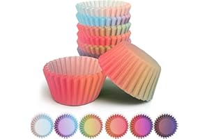 Gcardist Mini moldes para cupcakes, 300 unidades, calidad alimentaria, diseño degradado de papel para magdalenas, moldes para cupcakes (tamaño pequeño)