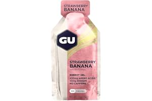 GU ENERGY GEL - Fraise/Banane - Boîte de 24 gels - Gel énergétique - Sodium - BCAA - Idéal pendant l'effort 100Kcal