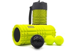 KALAHARI Foam Roller Set, 3 i 1 Plus E-Book träningsmanual – Muskelrulle, Jordnötsboll, Spiky Boll och bekväm Väska - Trigger