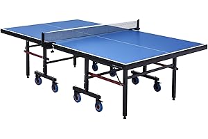 VEVOR Ping Pong Table, Professional Table Tennis Game, Indoor MDF Portable Table Tennis Table, Foldable Ping Pong Table with Quick Clamp Net and Lockable Wheels, 10 Minute Easy Assembly, 25mm Tabletop