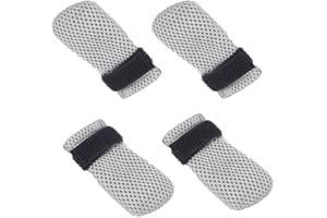 Changyeah 4 Protections de Pattes Anti-Rayures Réglables en Maille pour Chat et Chien - Moufles pour Couper Les Ongles (Gris)