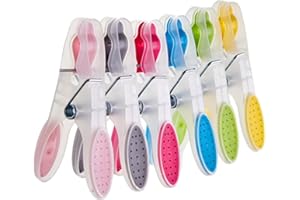 FUNJOYZ 30 Piezas Pinzas para la Ropa Sin Rastro Clip Resistente Al Viento y Antideslizante,Clip de TPR PláStico Colorido,Las Pinzas para la Ropa para Toallas de Playa,Toallas,Ropa Valiosa,Toallas de BañO