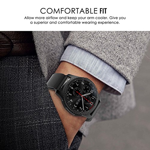 MoKo Samsung Gear S3 Frontier / Classic / Moto 360 2nd Gen 46mm Watch Armband – Edelstahl Milanese Magnet Uhr Band Strap Uhrenarmband Replacement für Samsung Gear S3 Classic Samrtwatch, Schwarz (Nicht für Gear S2 Classic) - 8