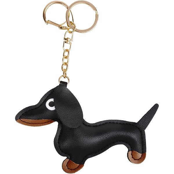 2 Portachiavi A Forma Di Bassotto In Pelle PU - 13x8,5 Cm, Regalo Per Amanti Dei Cani, Uomo/Donna