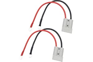 CESFONJER Batterianslutning 50 A 600 V kontakt, gaffeltruck-laddare plugg, släpvagn-vinschkontakt, med 10 AWG O-ring-batterianslutningskabel (2 st)