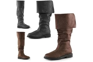 DJFOG Bottes occidentales pour Hommes, Bottes de Pirate médiévales, Bottes Gothiques pour Hommes et Femmes tirant Le Mollet, Bottes de Jazz Plates, Bottes de Chevalier