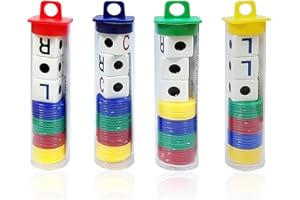 CYNOSURETECH 4-Tube Chip Dice, Lcr Four-Color Game Dice, Portable Game Dice, Chip Game Dice with Four Colors, Interactive Toy Game Dice, Suitable for Parties and Hiking Games.