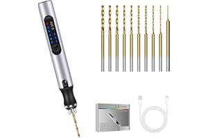 Handbohrer Elektrisch, Vankarr 3-Gang Bohrer Wiederaufladbare Bohrmaschine mit 10 Bohrer, für Modellbau, Holz, Harz Schmuckherstellung Kunststoff Leiterplatte Leder