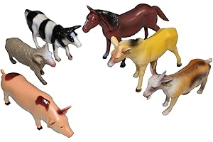 Idena 4329902 - zestaw figurek do zabawy z 6 zwierzętami farmami, wykonany z tworzywa sztucznego, każdy rozmiar ok. 15 cm, zabawa w wannie, piaskownicy, w przedszkolu i pokoju dziecięcym