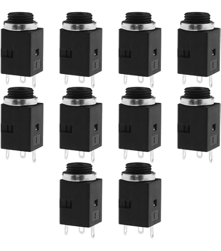 10 Jack Stereo Cuffie 3,5 Mm 6 Pin &ndash; Montaggio Pannello PCB, Nero &ndash; Uxcell