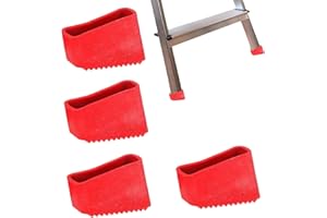 HAPPOW 4 Stück Leiterfüße Gummi, Fußkappen, Leiter Rutschfeste Fußmatten, Ersatzfüße für Leitern, Innendurchmesser 2x5cm, Universal Ersatzkappen für Haushalts und Klappleitern (Rot)
