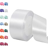 POPOYU Original White Satin Ribbon 40mm, 23M 1.5" Wide Solid Polyester Double Sided Ribbon for Gift Wrapping Wedding Flower C